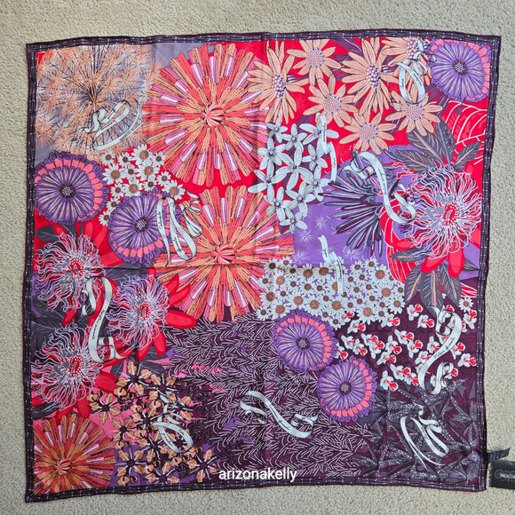 NWT Silk Twill Scarf Hand-Rolled Pineda Covalin Herbalist Flowers - Picture 2 of 16